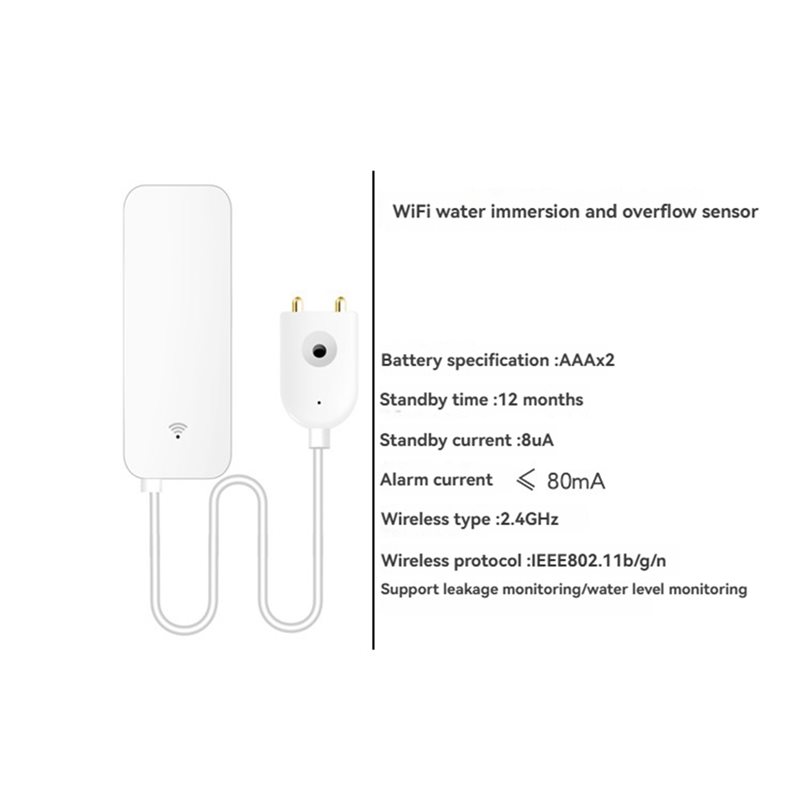 DTEN-Tuya WIFI Sensor Intelige - Water Alarm Sensor avaliação e preço
