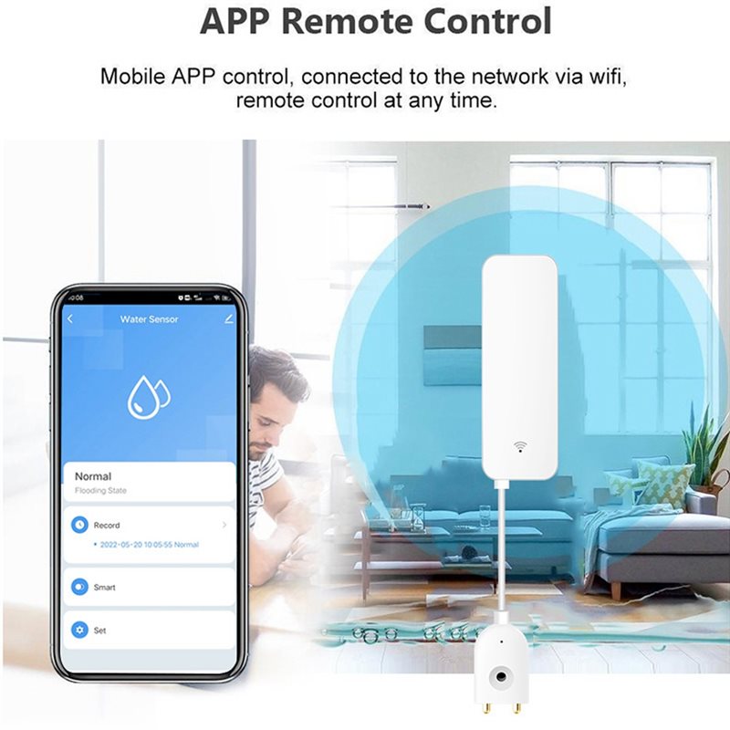 DTEN-Tuya WIFI Sensor Intelige - Water Alarm Sensor avaliação e preço
